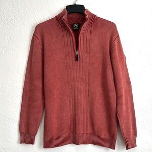 Agile half zip, stand-up color, luxury cotton sweater by famous French maker